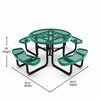 Flash Furniture Creekside 46 in Round Outdoor Picnic Table W/ Umbrella Hole, Black Top/Seat/Frame, Mesh Metal Top SLF-EMR46-H60L-GN-GG